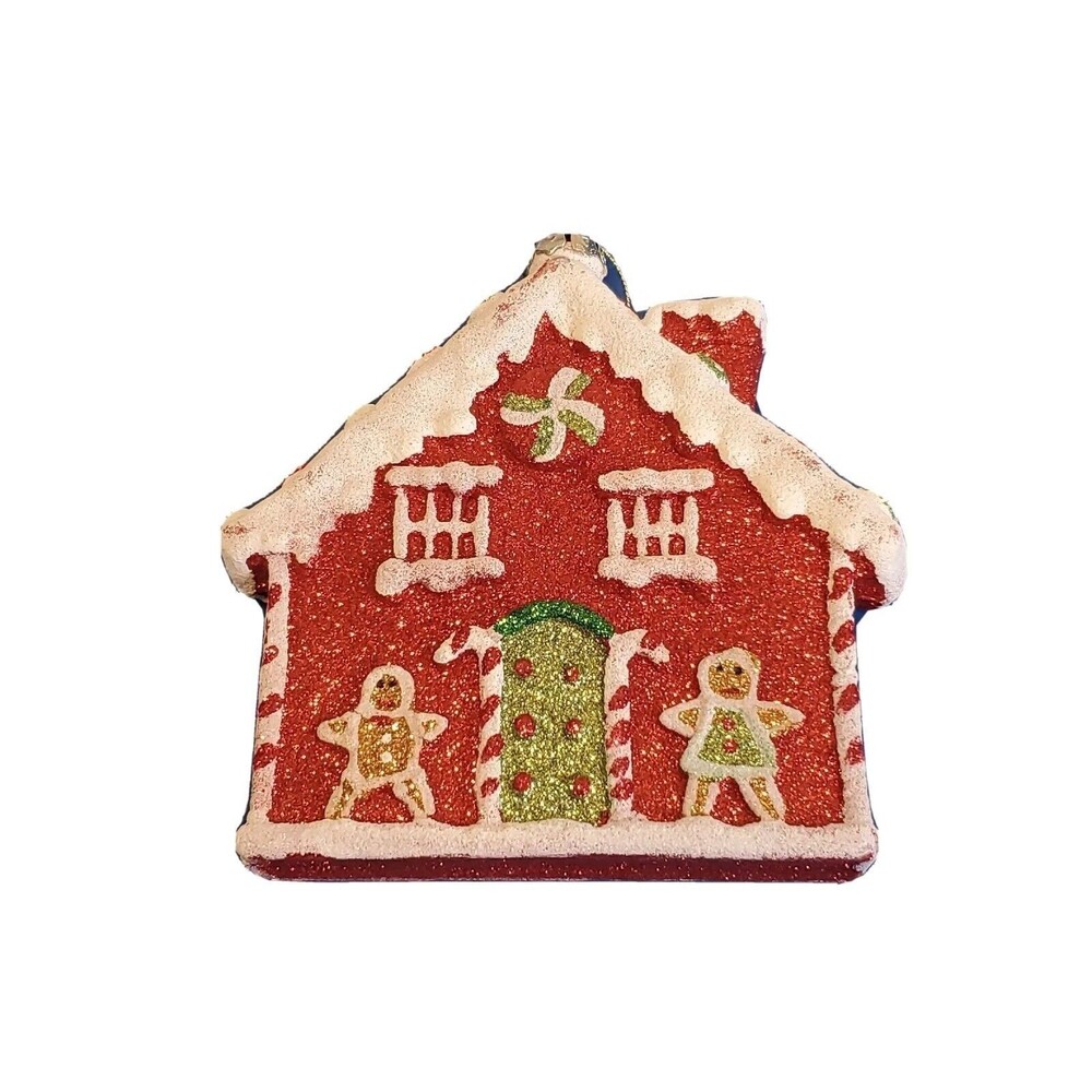 Northlight 7.25" Merry & Bright Red, Glitter Gingerbread House Shatterproof